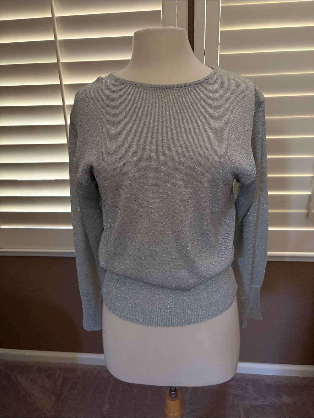 Sia Bellini vintage Sparkle Crewneck Sweater in Light Silver like new size S